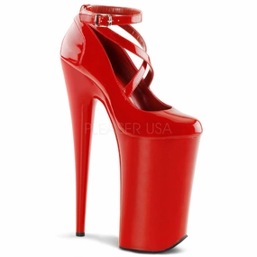 10 Inch Heel BEYOND-087 Red Patent Walking Shoes Zero Drop
