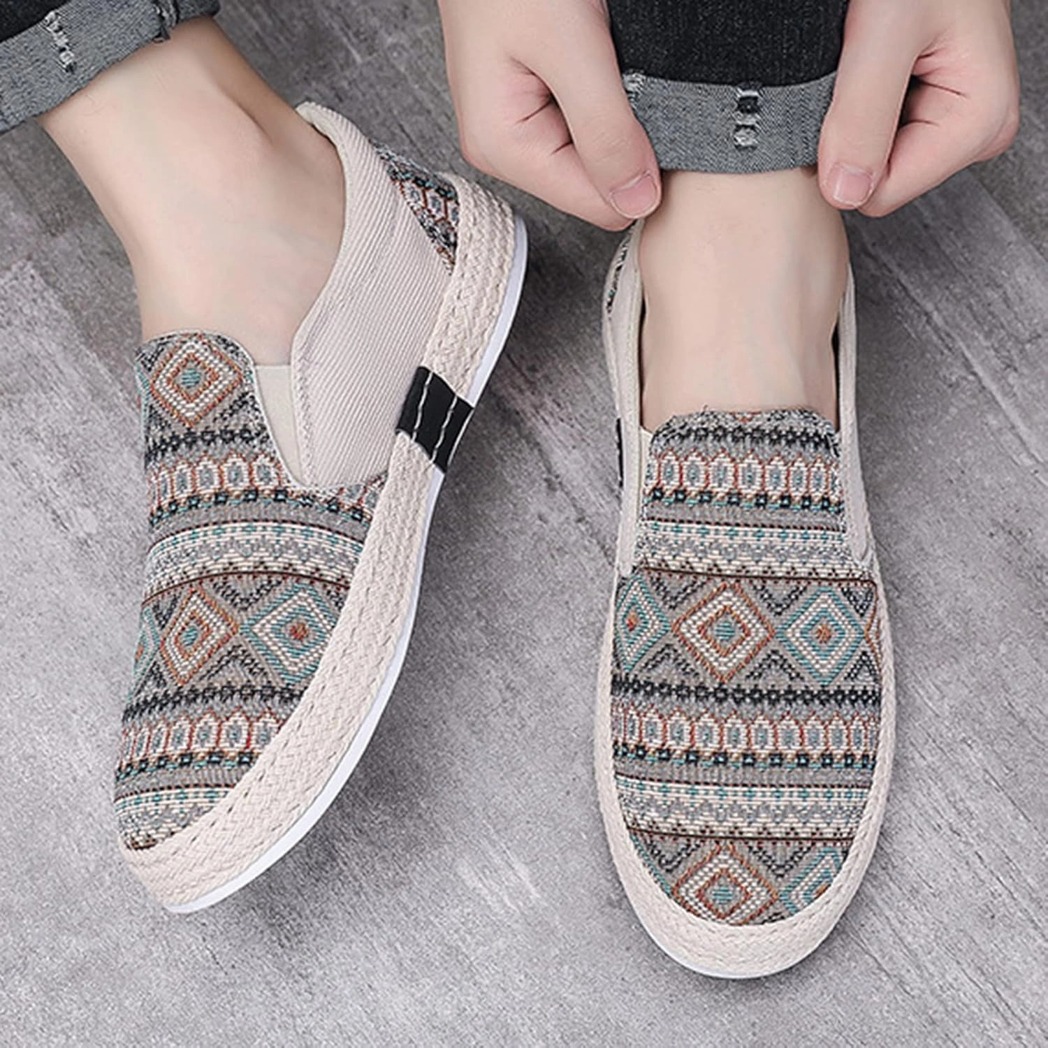 Casual Rain Shoes 2022 Men's New Spring and Autumn Fisherman's Shoes Canvas Thick Soled Slip On Shoes Size 14 Casual Men Shoe Men's Sandals Men