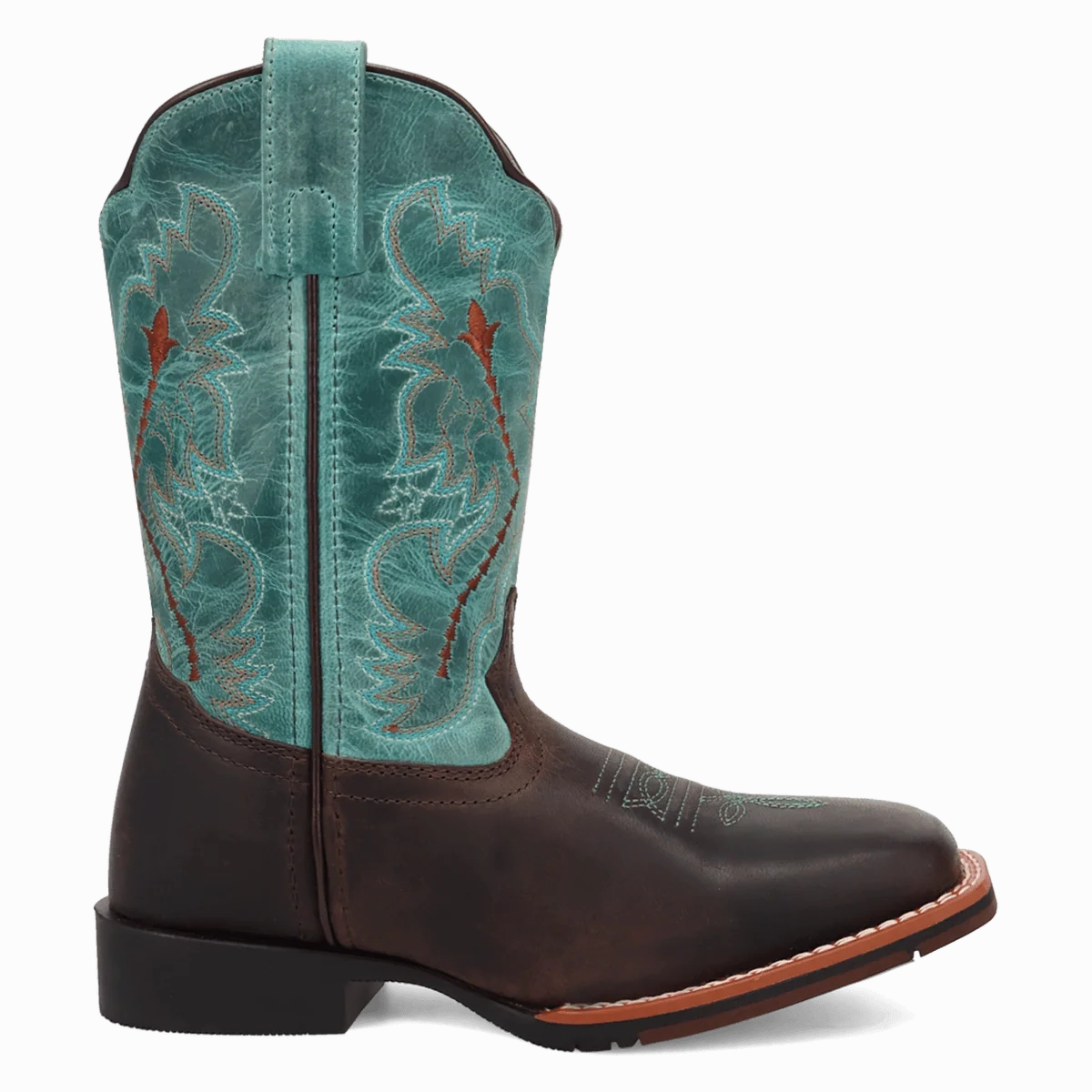 'Dan Post Boot Co' Kid's Salina Cowboy Boot - Brown / Turquoise Moc Toe Boots