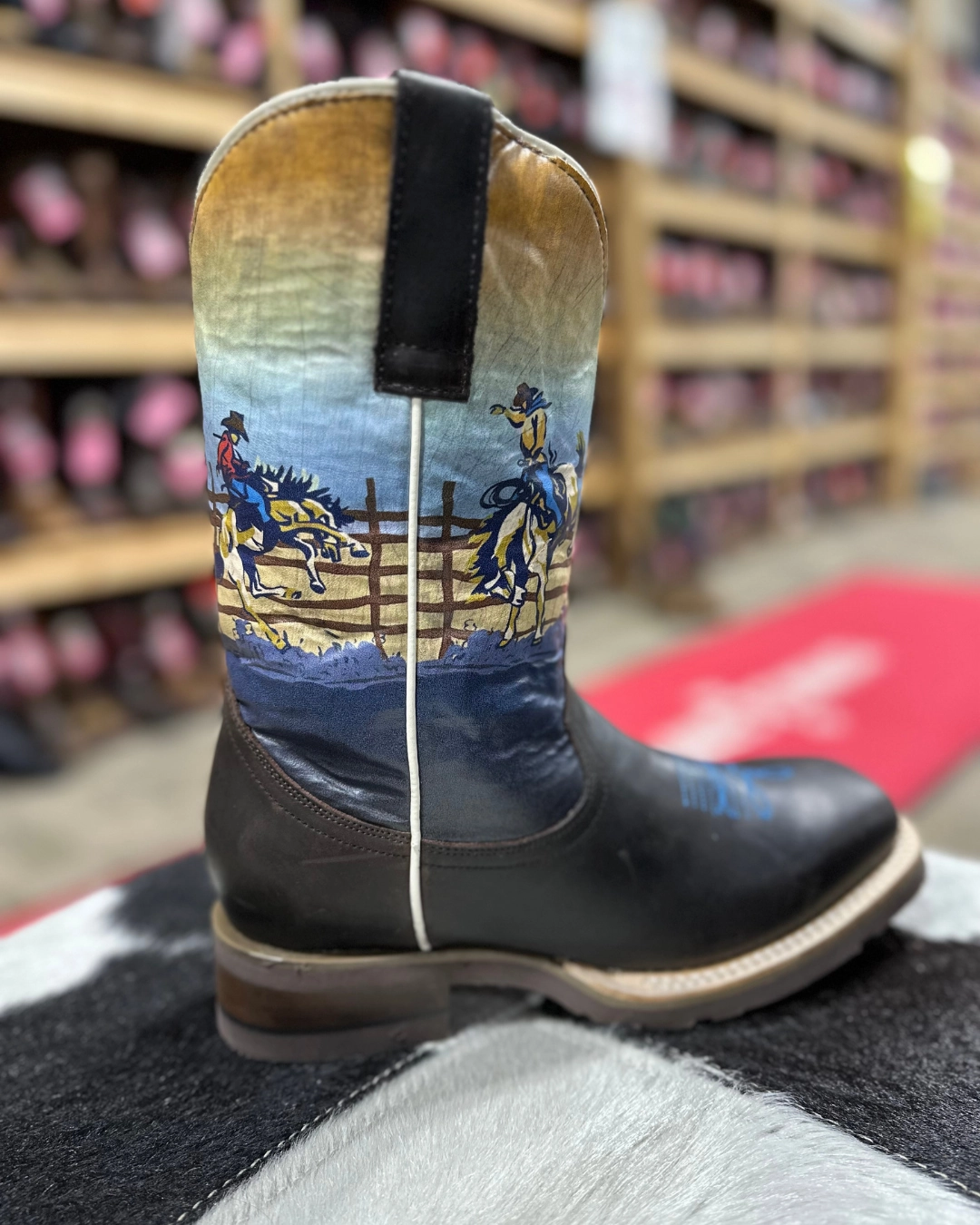 Equestrian Boots Leather 'Roper' Big Kids 8" Rodeo Rider Western Square Toe - Brown