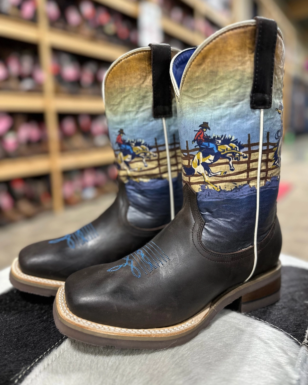 Good Tactical Boots 'Roper' Big Kids 8" Rodeo Rider Western Square Toe - Brown