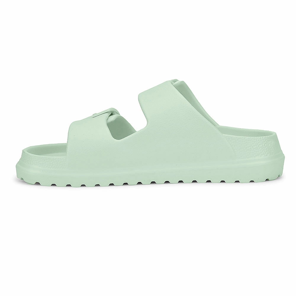 Flat Track Metal Shoe A-HA Light Green Casual Flat Sandal For Women EASYPRO By Liberty