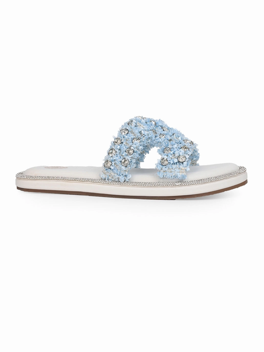 Slip-on Shoes For Elderly Aberto Torresi Blue Embellished Slide Sandals  Chic Design with Crystal Detailing