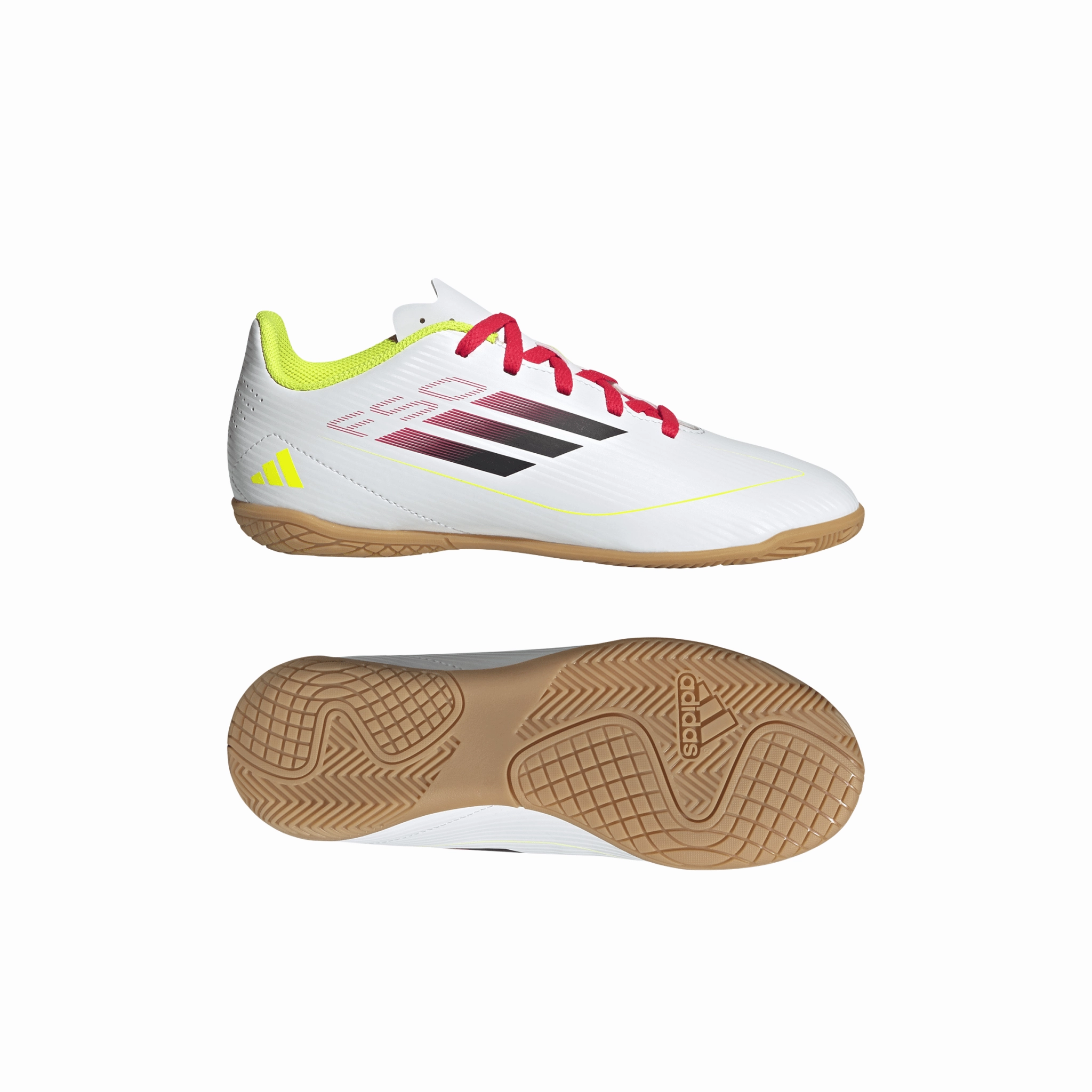 adidas F50 Club Indoor Boots Kids White/Black Heel Inserts Soccer Cleats