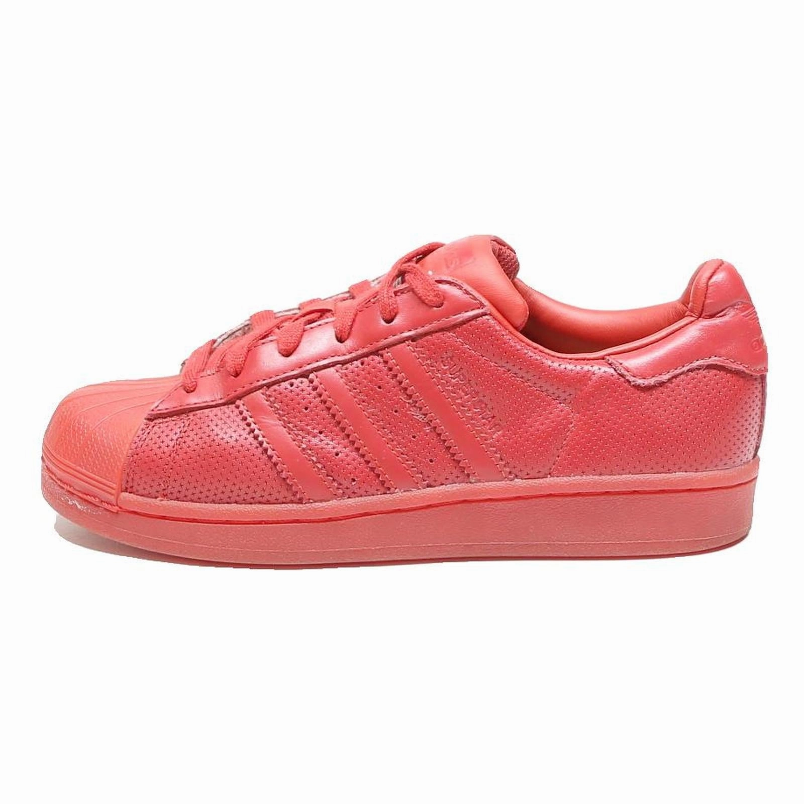 ADIDAS Superstar Boys Low Top Trainers Leather Red UK 4.5 Casual Sports Samba Shoes Adidas