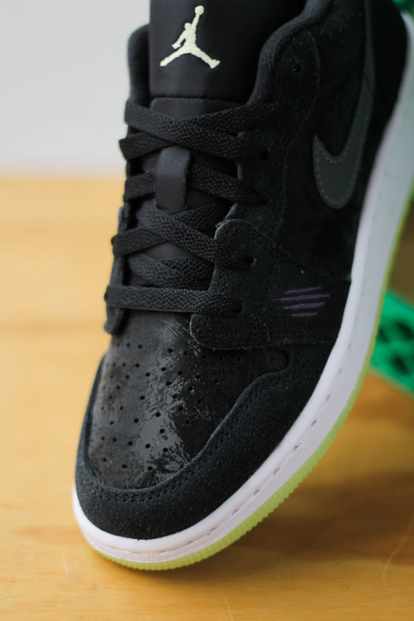 AIR JORDAN 1 LOW (GS) "BLACK/IRON GREY-BARELY VOLT-DARK RAISIN" Nike Air Max Command Shoes