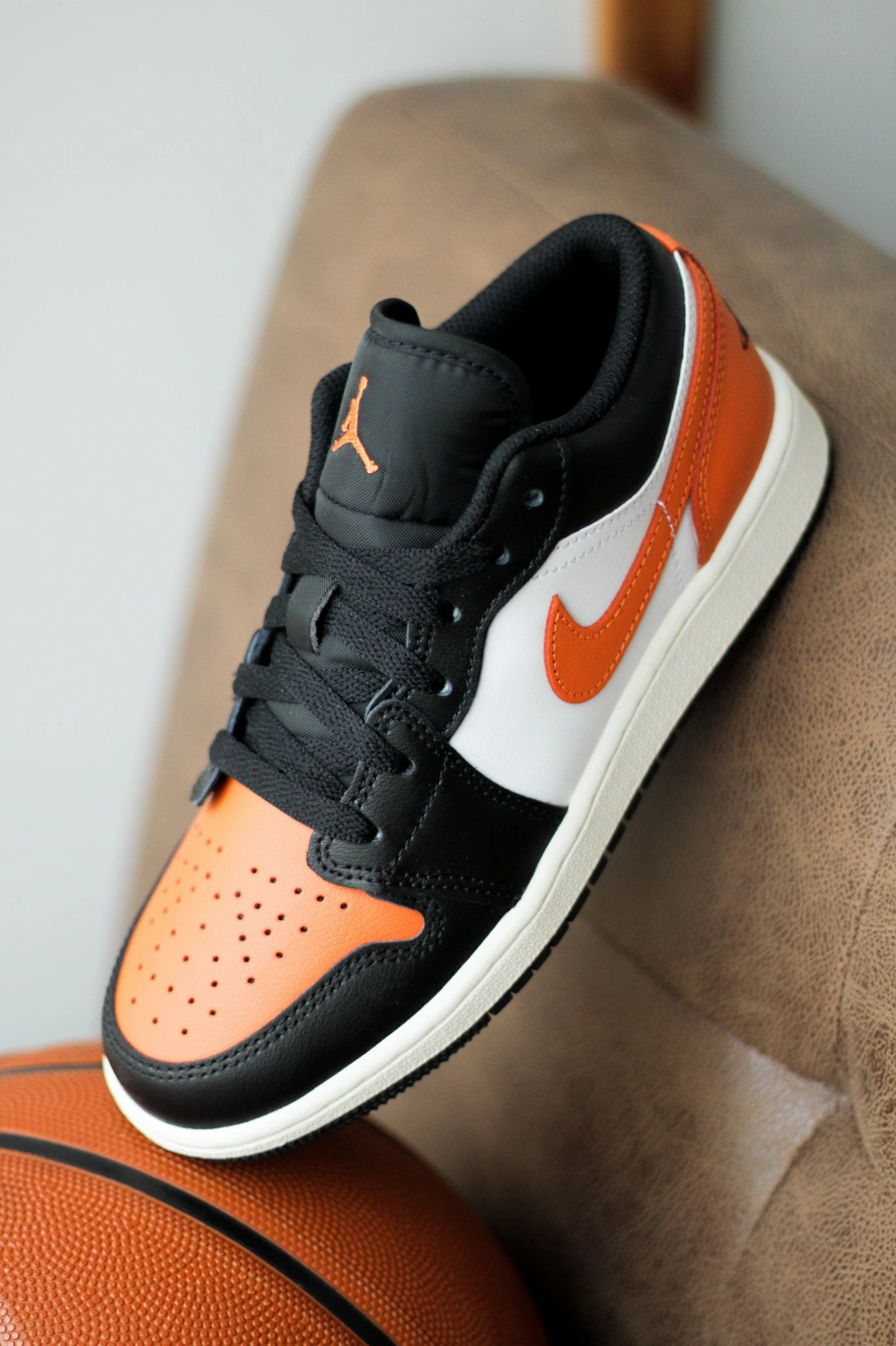 Juice Wrld Shoes Nike AIR JORDAN 1 LOW (GS) "BLACK/STARFISH-WHITE-SAIL"