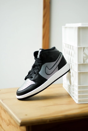 AIR JORDAN 1 MID SE (GS) "BLACK/BLACK-WHITE" Nike Lebron Olympic Shoes