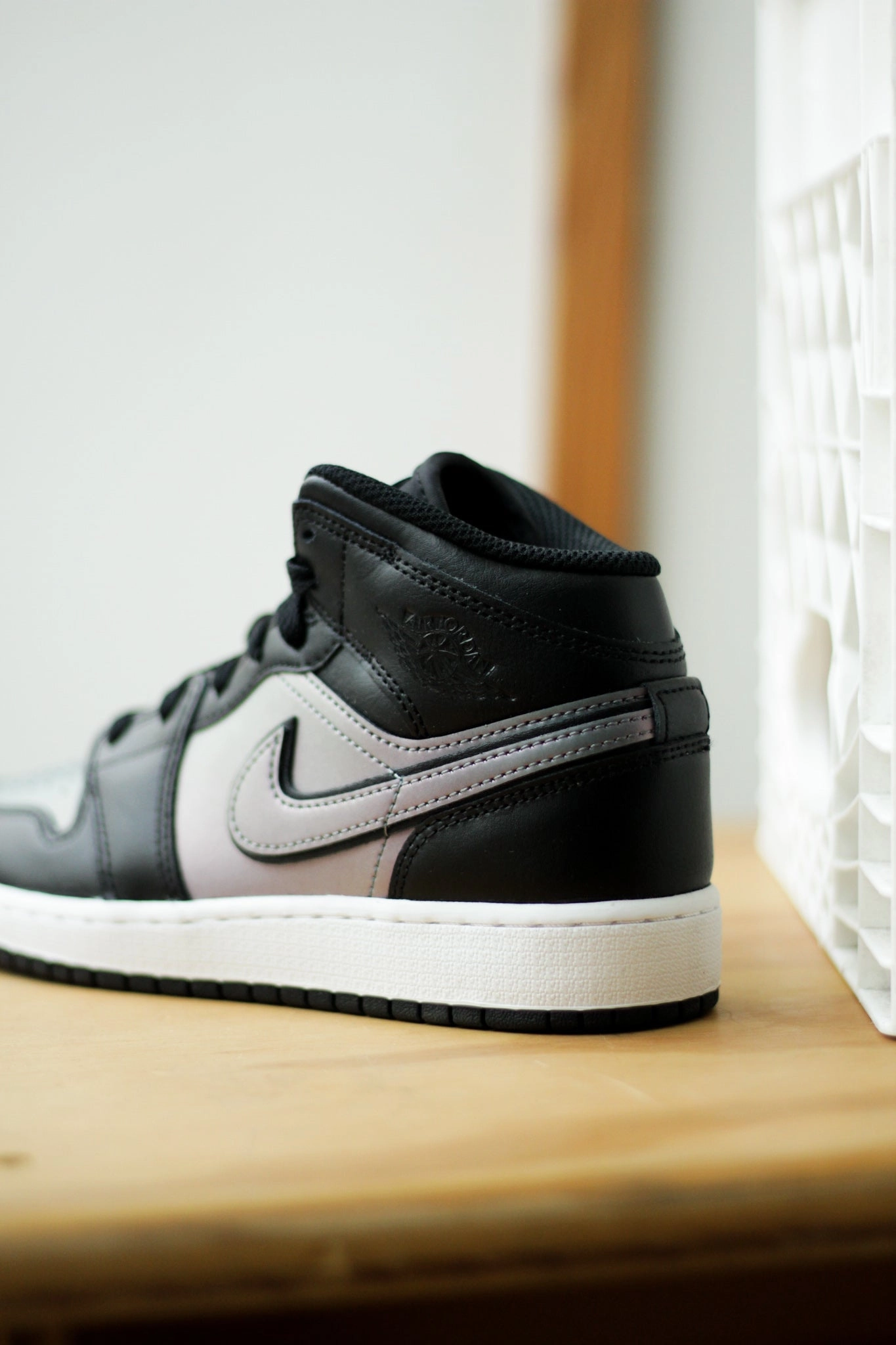 Flower Nike Shoes AIR JORDAN 1 MID SE (GS) "BLACK/BLACK-WHITE"