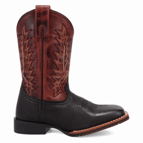 'Dan Post Boot Co' Kid's Dexter Cowboy Boot - Black / Red High Heel Western Boots