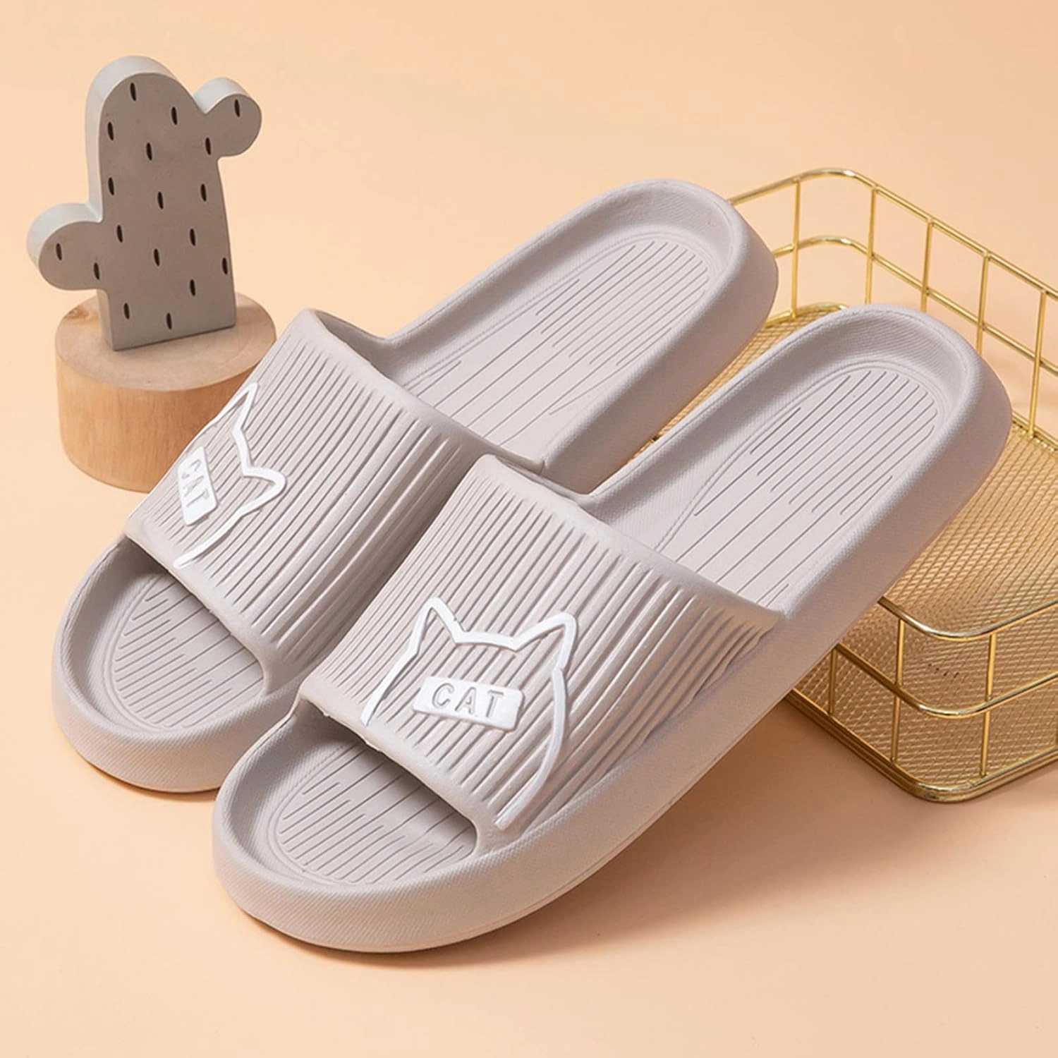 Adidas Originals Gazelle Casual Shoes Men Slippers Fashionable Cartoon Cat Print Flat Bottom Non Slip Wear Resistance And Comfortable Animal Slippers for Men Men's