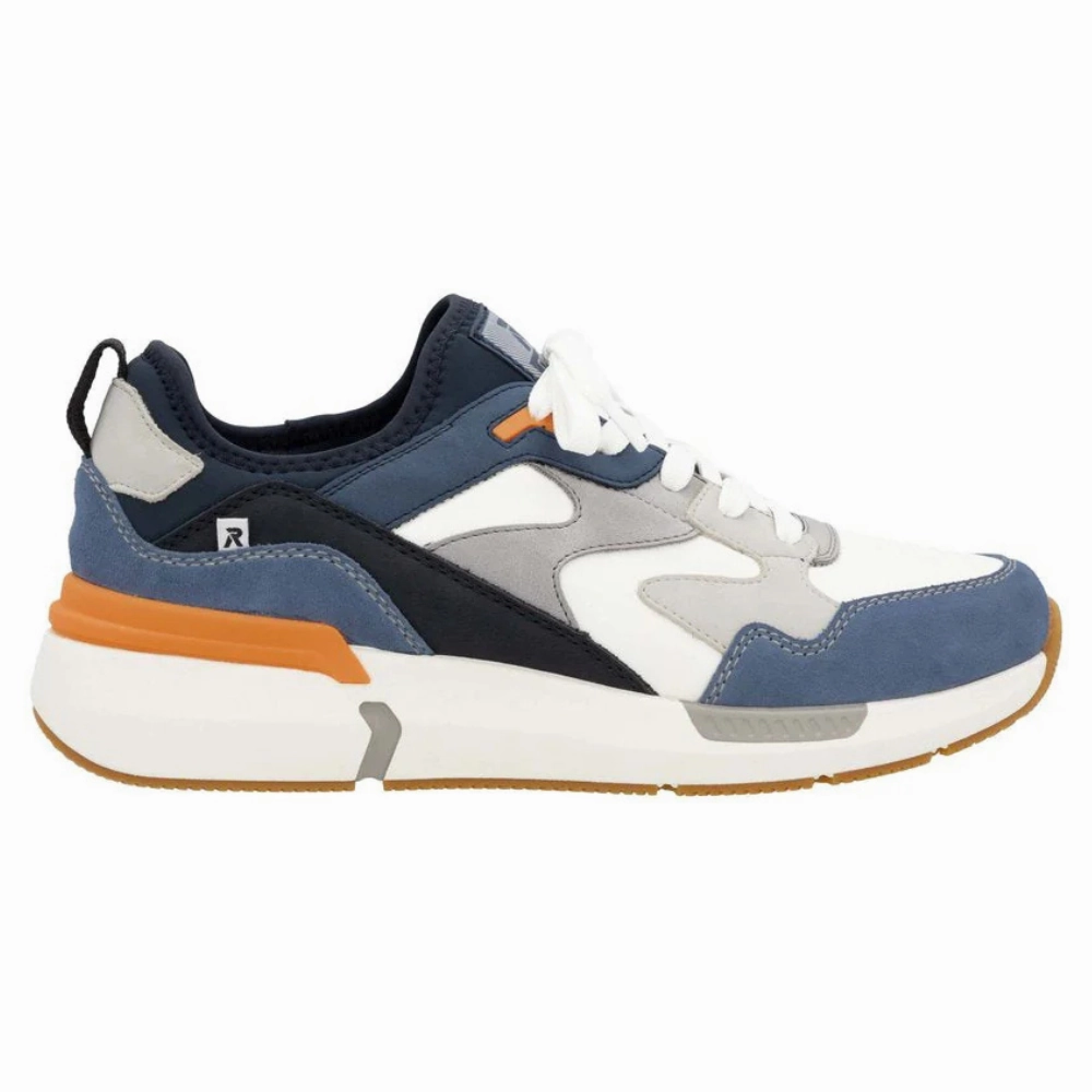 Shoes Casual Slip On Rieker Justus U1403 Jeans/White Sneaker (Men's)