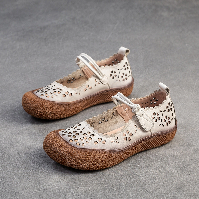 Best Comfy Business Casual Shoes Women Retro Summer Hollow Leather Casual Shoes