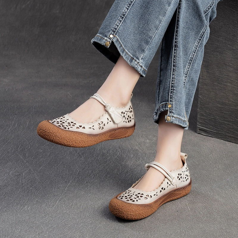 Best Shoes For Casual Trousers Women Retro Summer Hollow Leather Casual Shoes