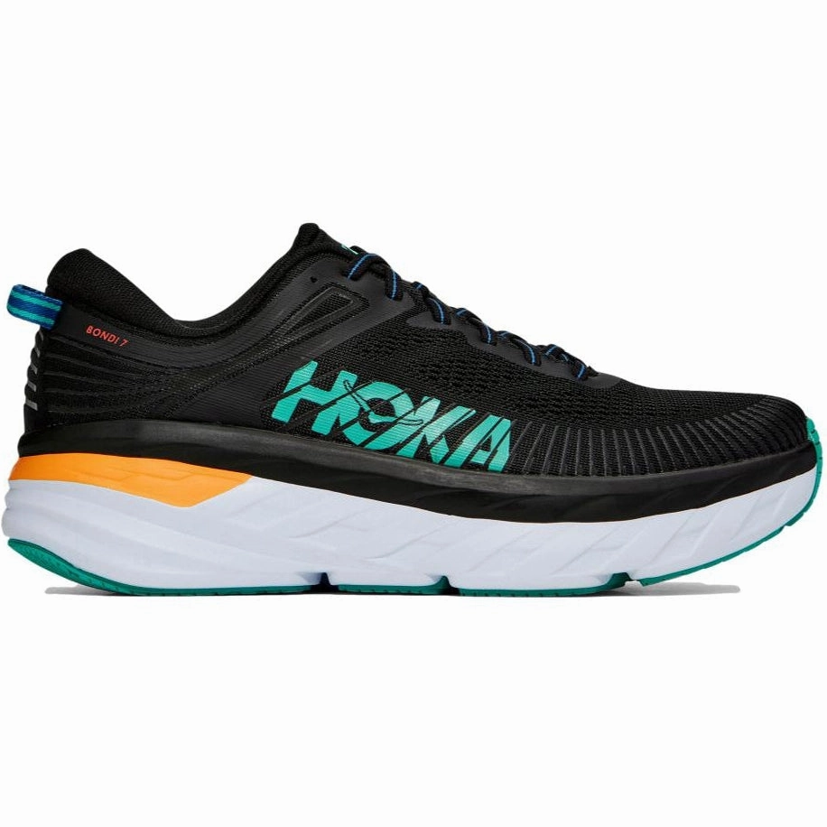 Men's Hoka Bondi 7, Black/Atlantis, 10.5 D Medium Store Shoes