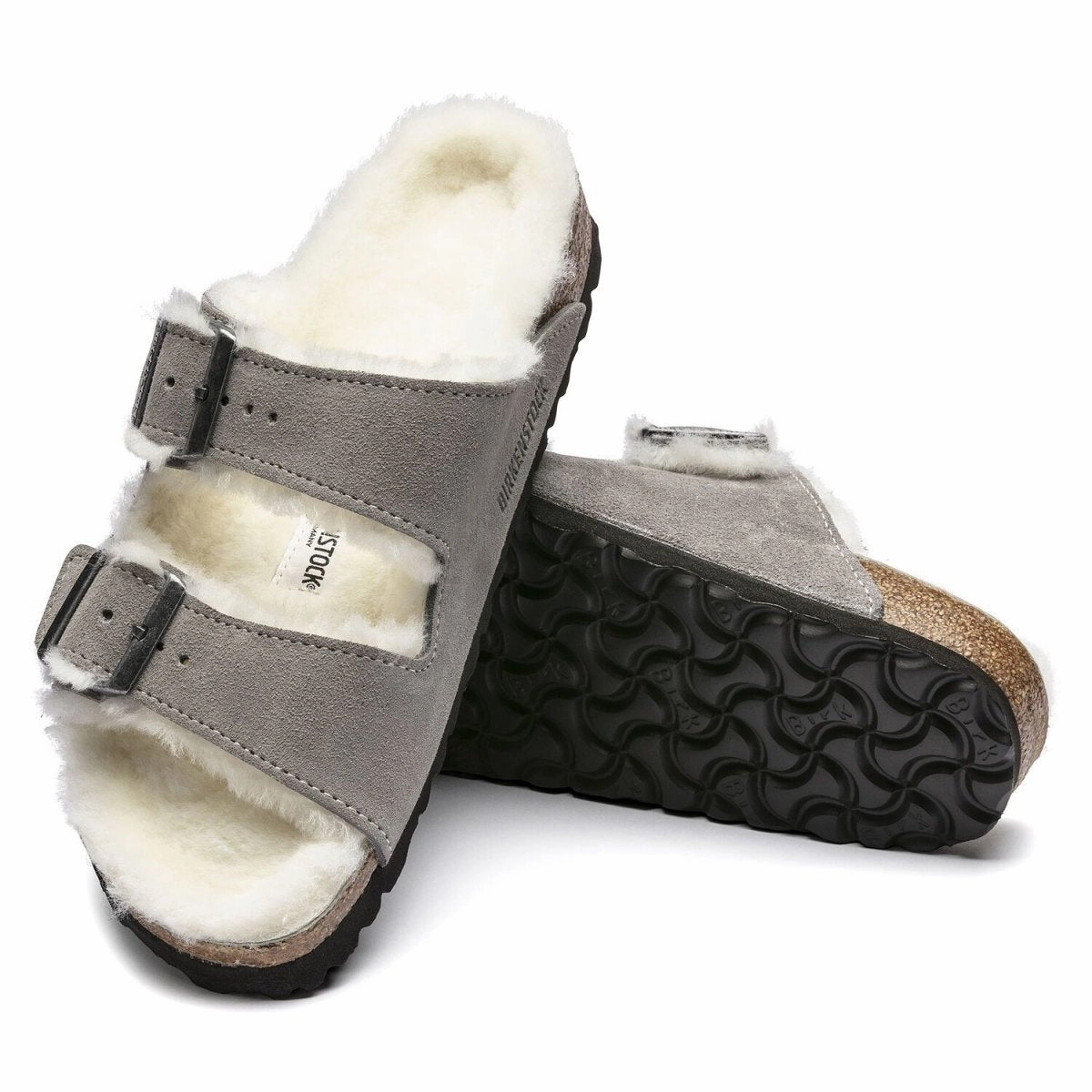 Cycling Shoes Flat Pedals Birkenstock Women's Arizona Shearling Stone