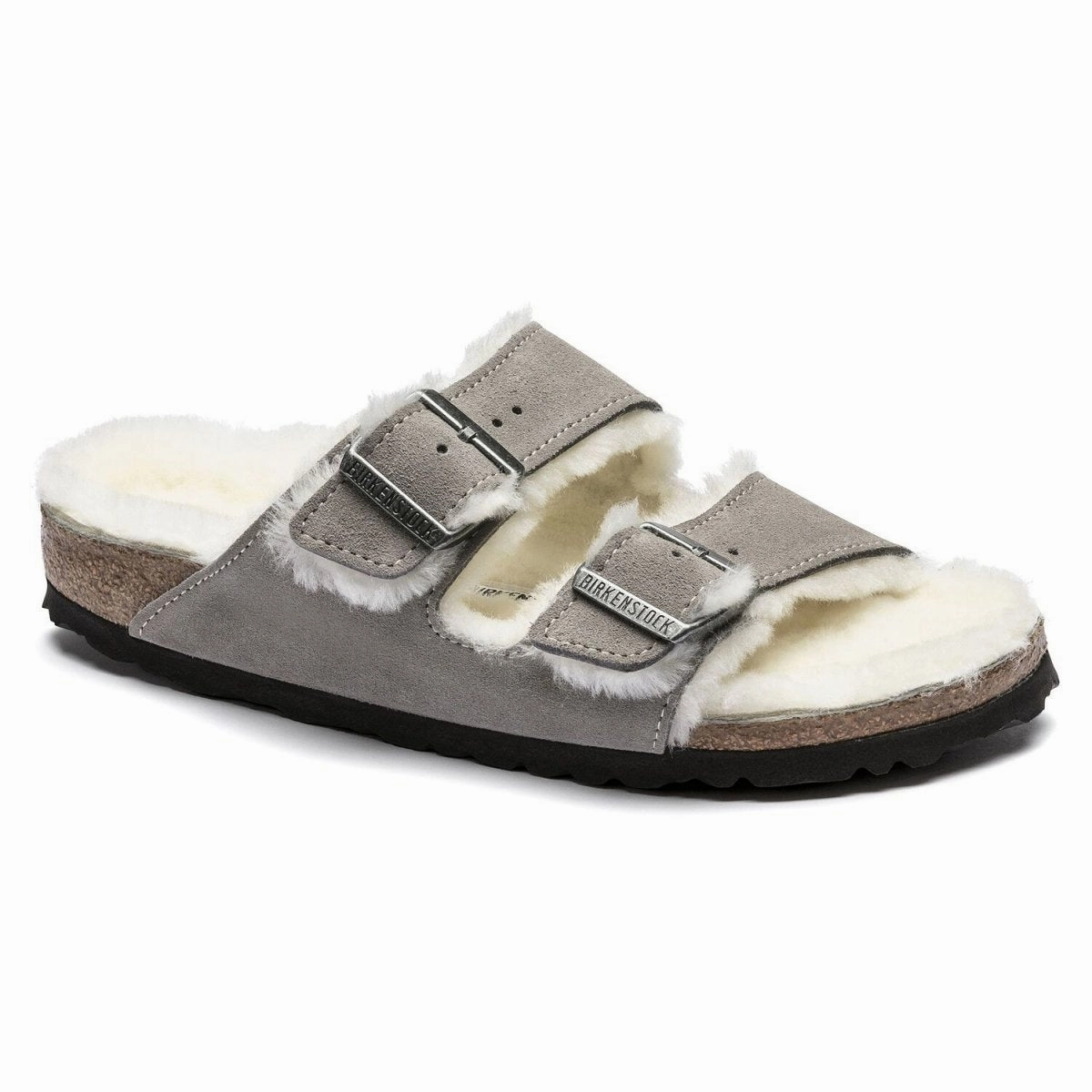 Birkenstock Women's Arizona Shearling Stone Gel Flat Shoes