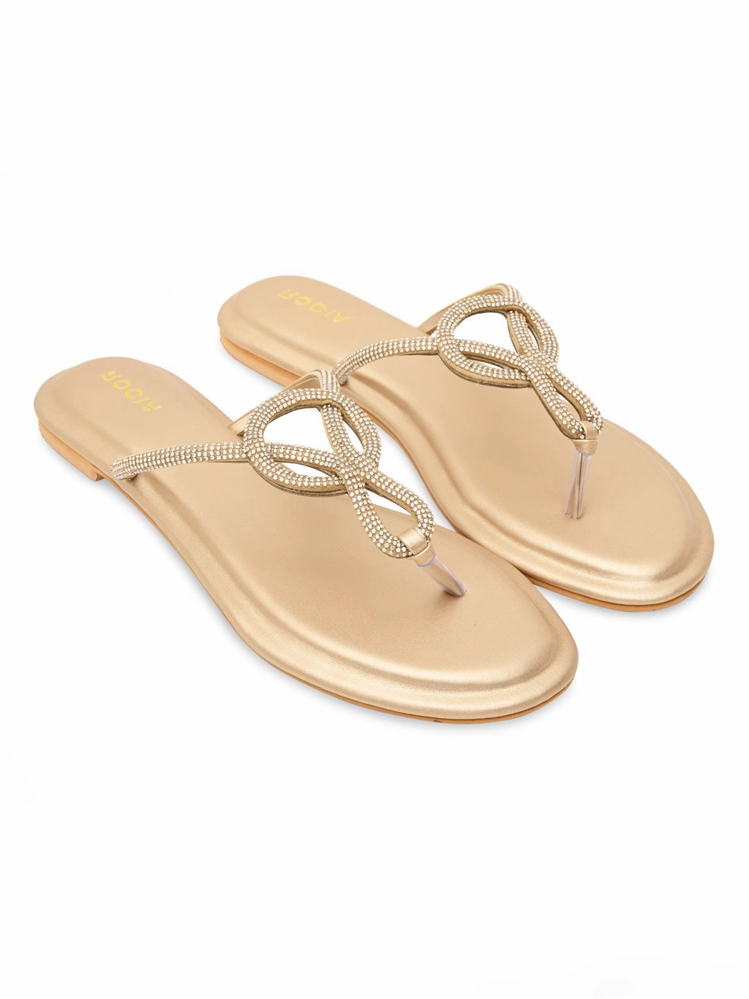 Sandals On Flat Shoes Rocia By Regal Gold Women Classy Diamond Flats