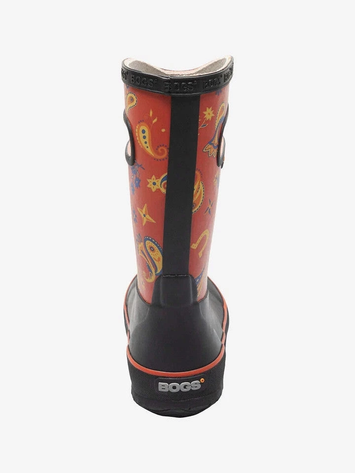 High Arch Waterproof Shoes Bogs Rainboot Western 72994-640 Kids Black Red Waterproof Mid Calf JOBB1189