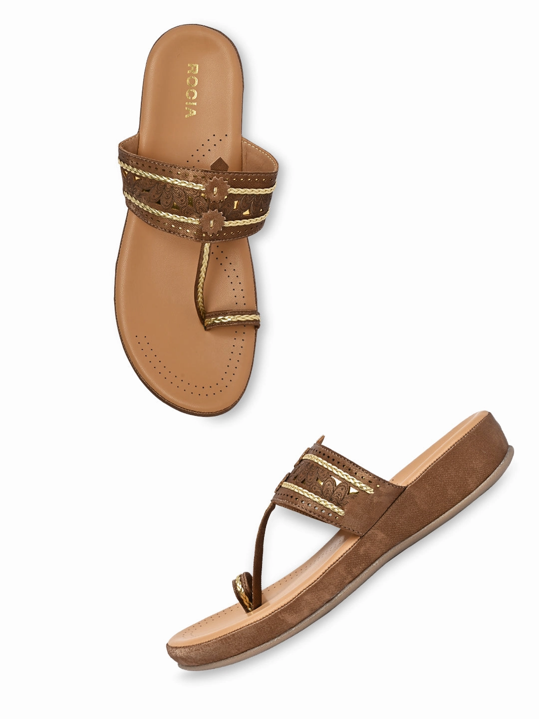 Bronze Flats Shoes Rocia By Regal Brown Women Kolhapuri Flat Comfort Sandals