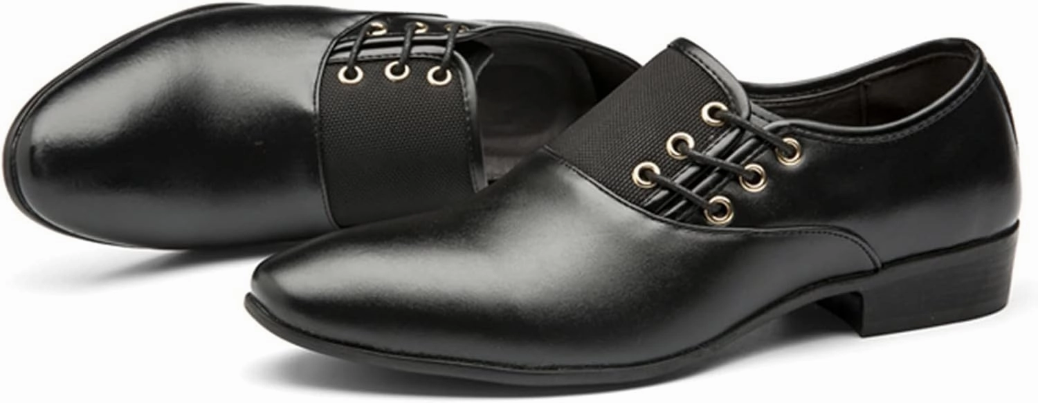 Brown Dress Shoes for Men Wide Width Classical Style Leather Shoes for Men Slip On PU Leather Low Rubber Sole Block Heel Work Business Shoes Men Casual Brown Leather Casual Shoes 2019