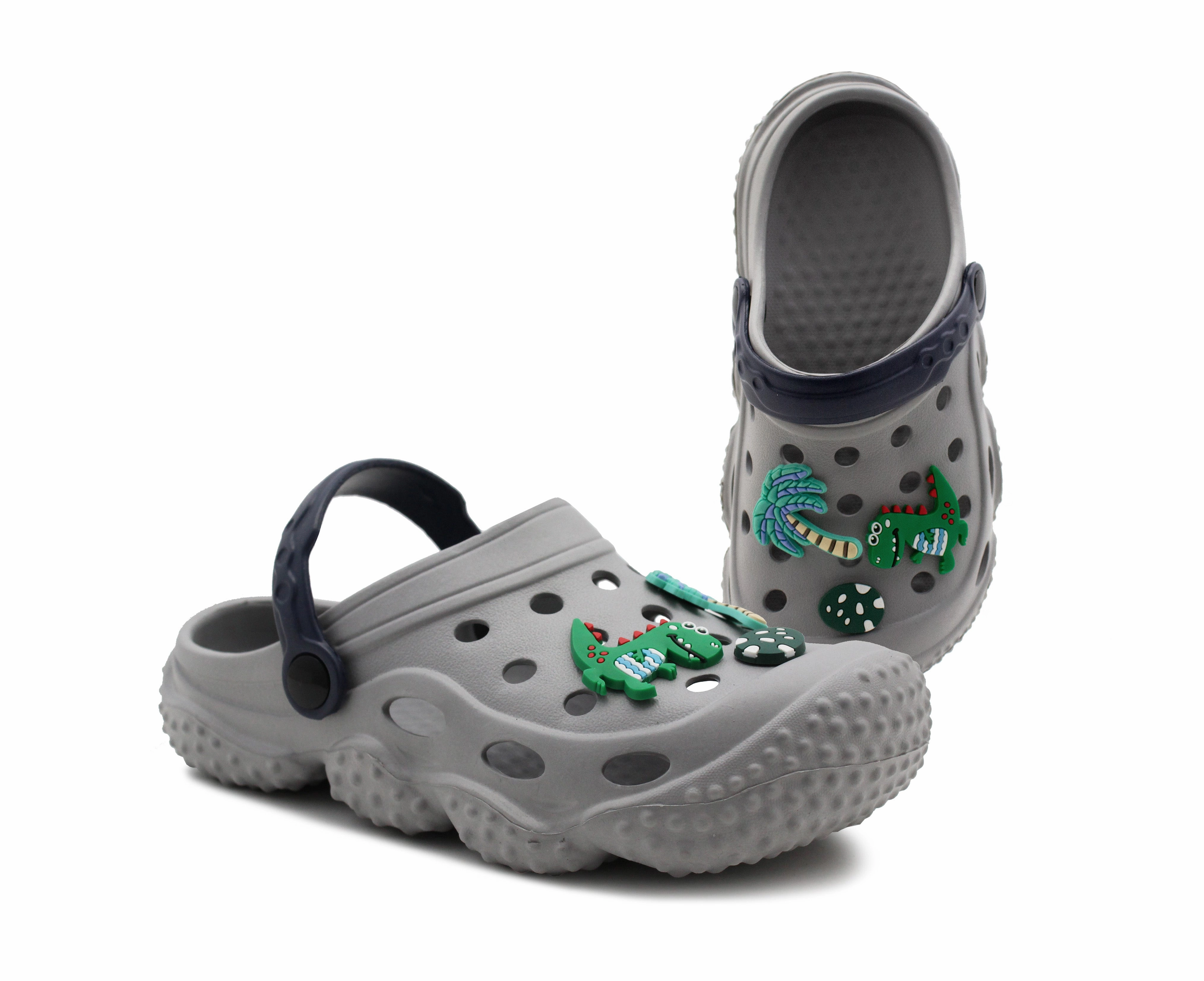 Work Boots Composite Toe Boys Clogs Kids Lightweight EVA Adjustable Strap Sandals Breathable Slip On Grey Dinosaur Beach Garden Clog Slipper Pool Leisure Water Shoe