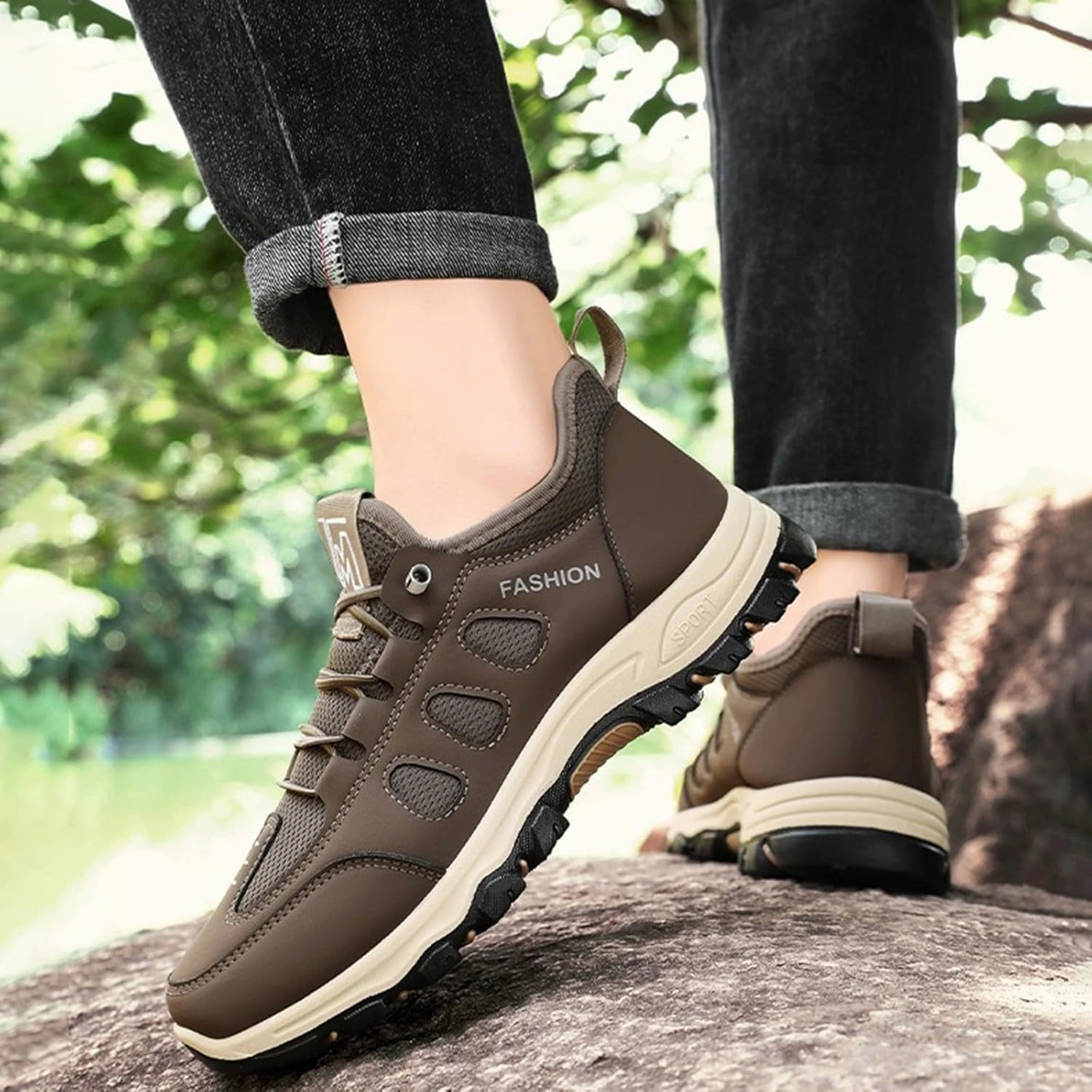 Discount Trail Running Shoes IWIHMIV Mens Work Sneakers Men's Casual Shoes Men's Running Shoes Tennis Walking Sneakers Breathable Non Slip Sports Shoes