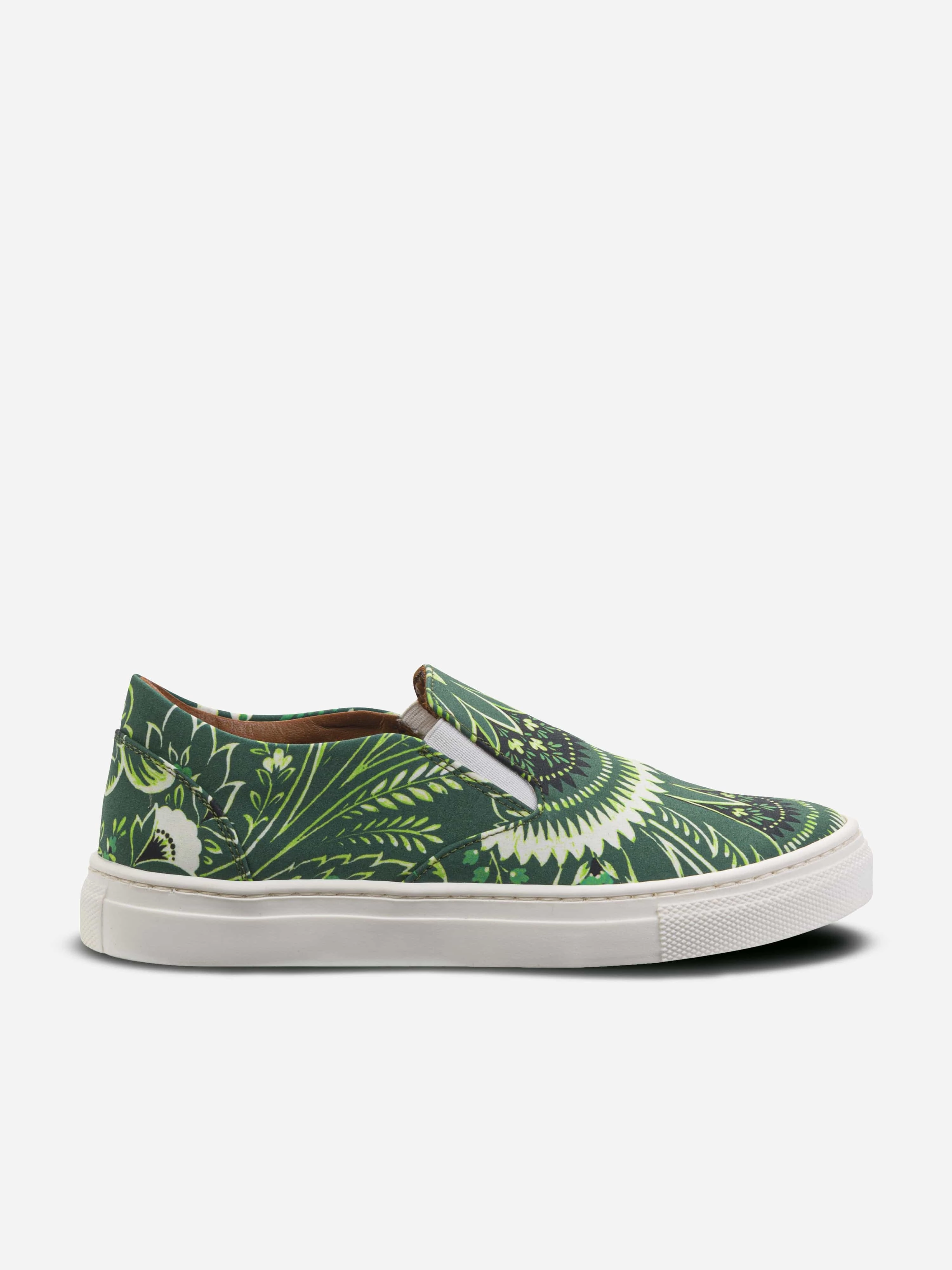 Etro Boys Floral Paisley Trainers in Green Raffia Espadrille Wedge