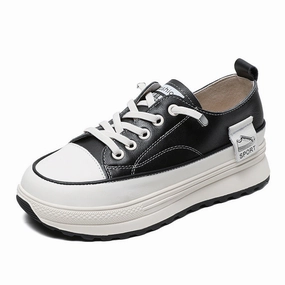 Women Fashion Leather Thick Soled Casual Shoes Versatile Shoes