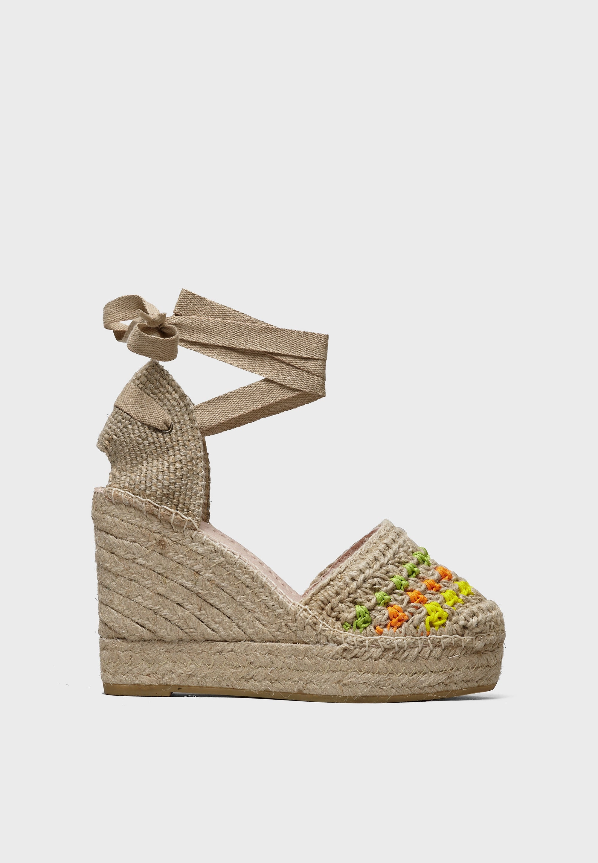 Michael Kors Darci Espadrille Flats Alba High Ankle Tie Espadrilles Natural Flourescent Crochet