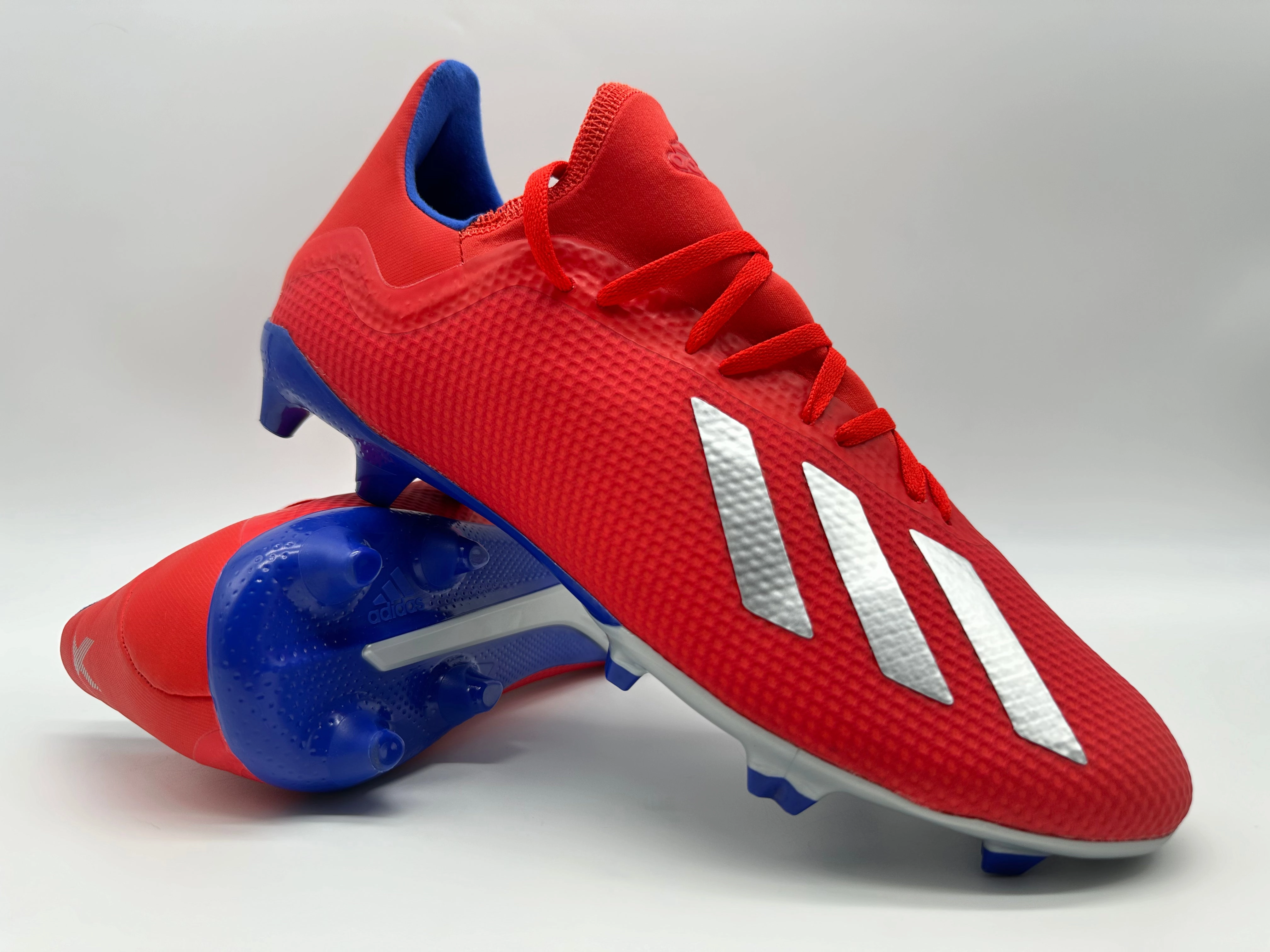Adidas X 18.3 FG Red Blue Adidas Spikes Track Shoes