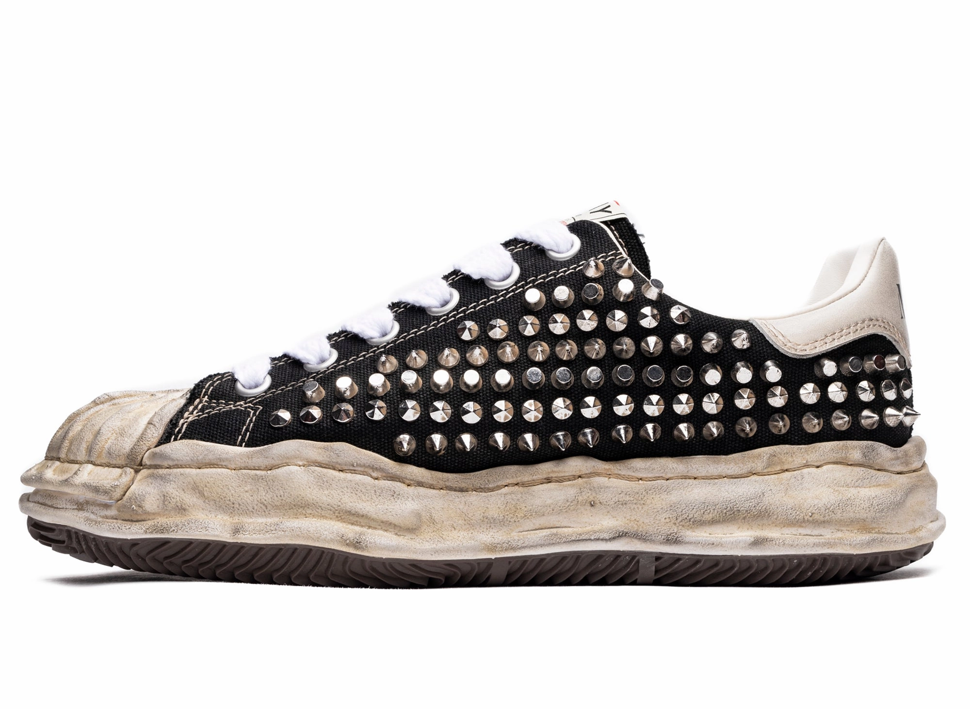Maison Mihara Yasuhiro Spiked Blakey Low in Black/White Gucci Leather Espadrille With Double G