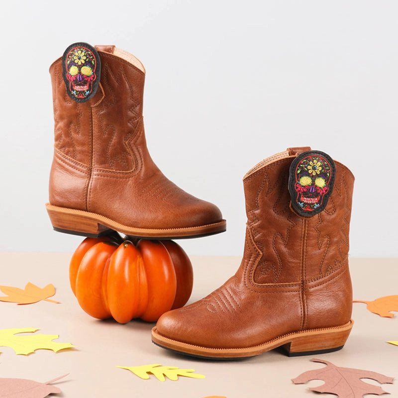 Guinea Boots Straps MK221732 - Charm Skull Black for Kicker Boots [Leather Accessory]