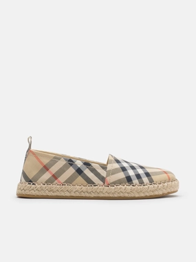 Burberry Kids Maidstone Twill Check Espadrilles in Beige Superga Navy Espadrilles