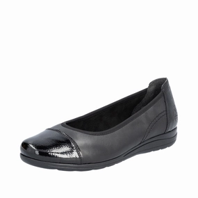The Original Slip On Sneaker Rieker L9351-00 Ladies Black Leather Slip On Shoes