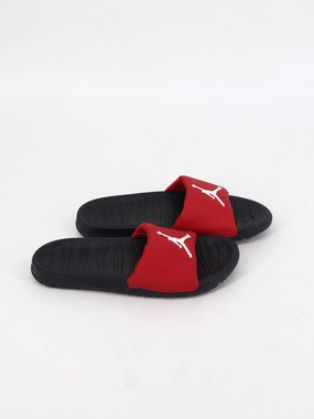 Kids Boy's Brand Logo Printed Slippers,Black/Red Fish Slippers
