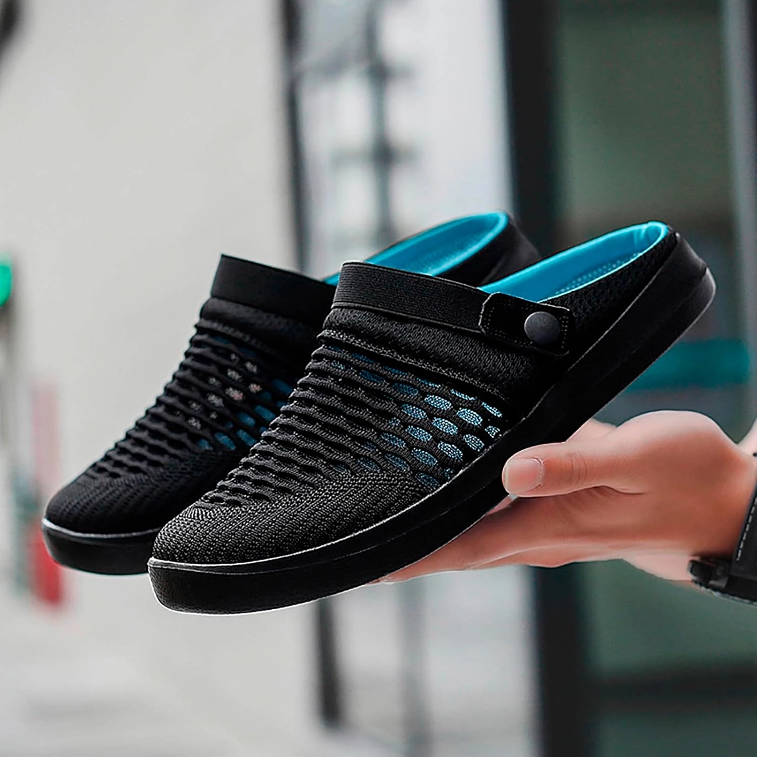 Casual Dress Shoes Men's Hollow Mesh Casual Sneakers Summer Sandals Breathable Shoes A Slip On Beach Casual Black Dress Shoes