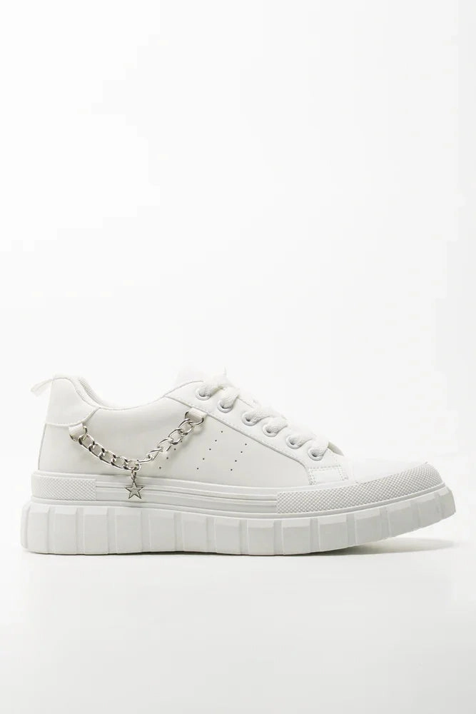 Sneakers That Goes With Everything Chain Sneakers White