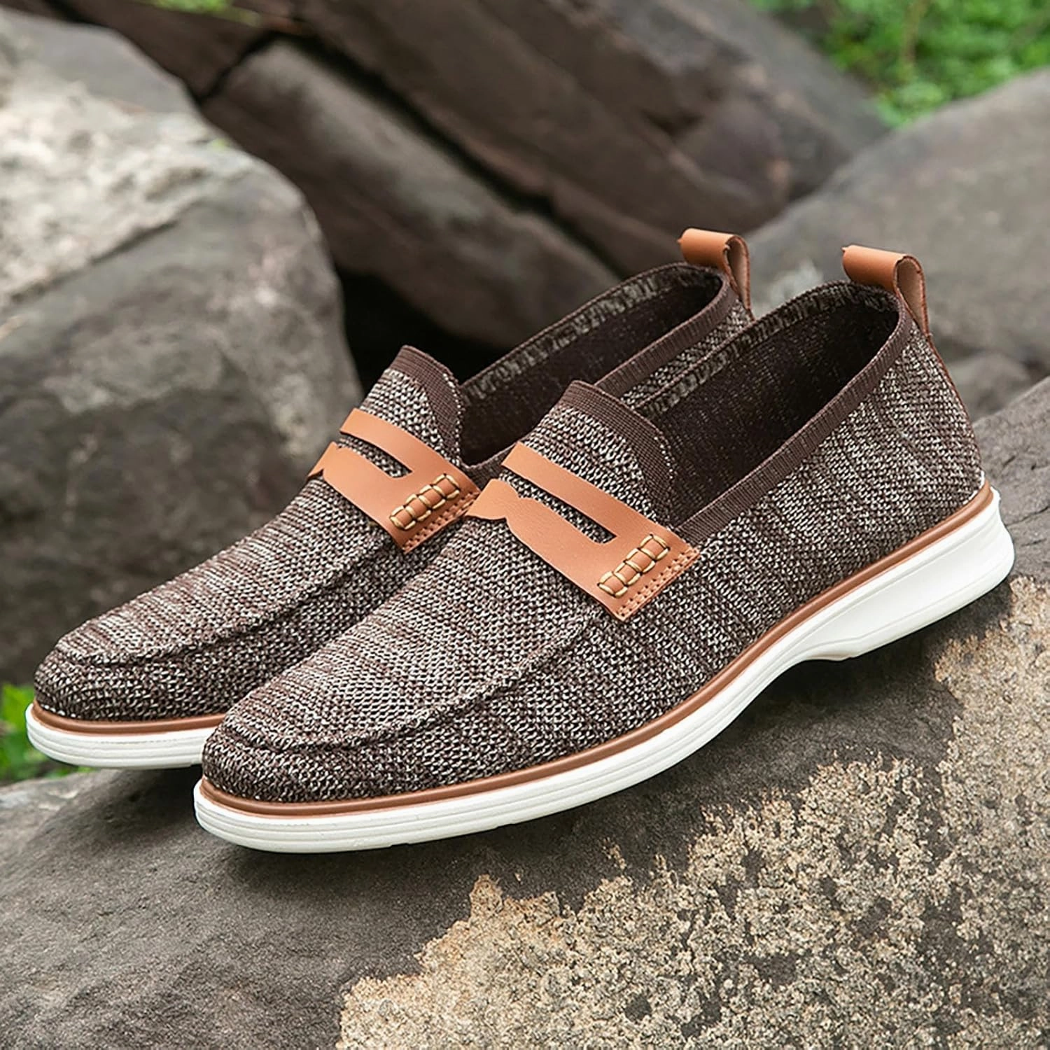 Leisure Men Four Seasons Mesh Non Slip Flat Round Toe Breathable Slip On Lazy Leisure Shoes for Men Casual No Shoelace Men's Casual Shoes Ireland