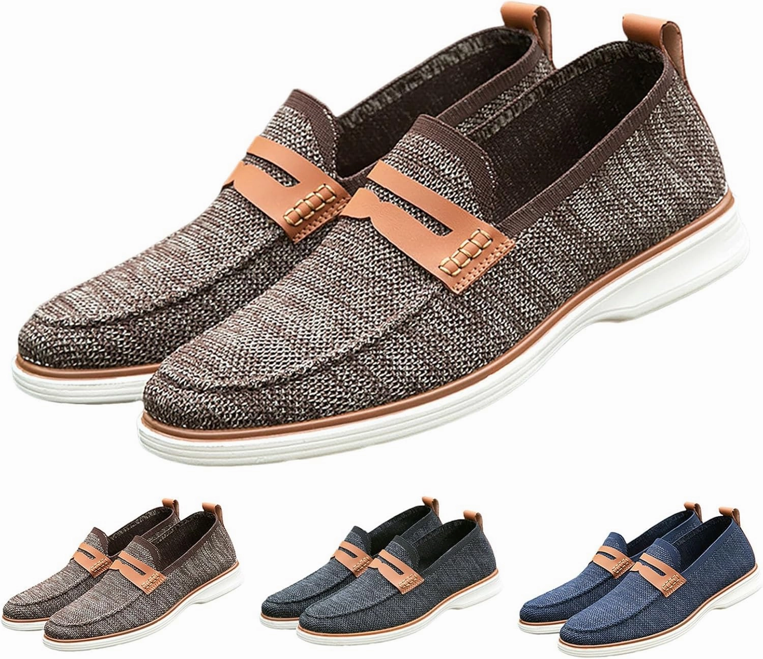 Leisure Men Four Seasons Mesh Non Slip Flat Round Toe Breathable Slip On Lazy Leisure Shoes for Men Casual No Shoelace Men's Casual Shoes In Usa