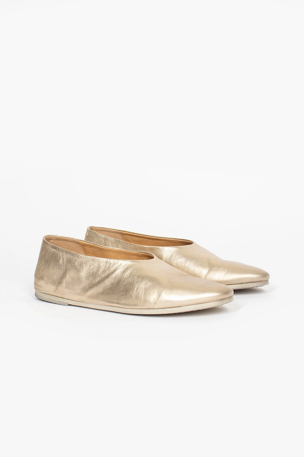 Wide Toe Box Slip On Shoes Coltellacio Ballerina Platinum Foil