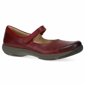 Asian Shoes Dansko Stacy Red Waxy Burnished Leather Mary Jane (Women's)