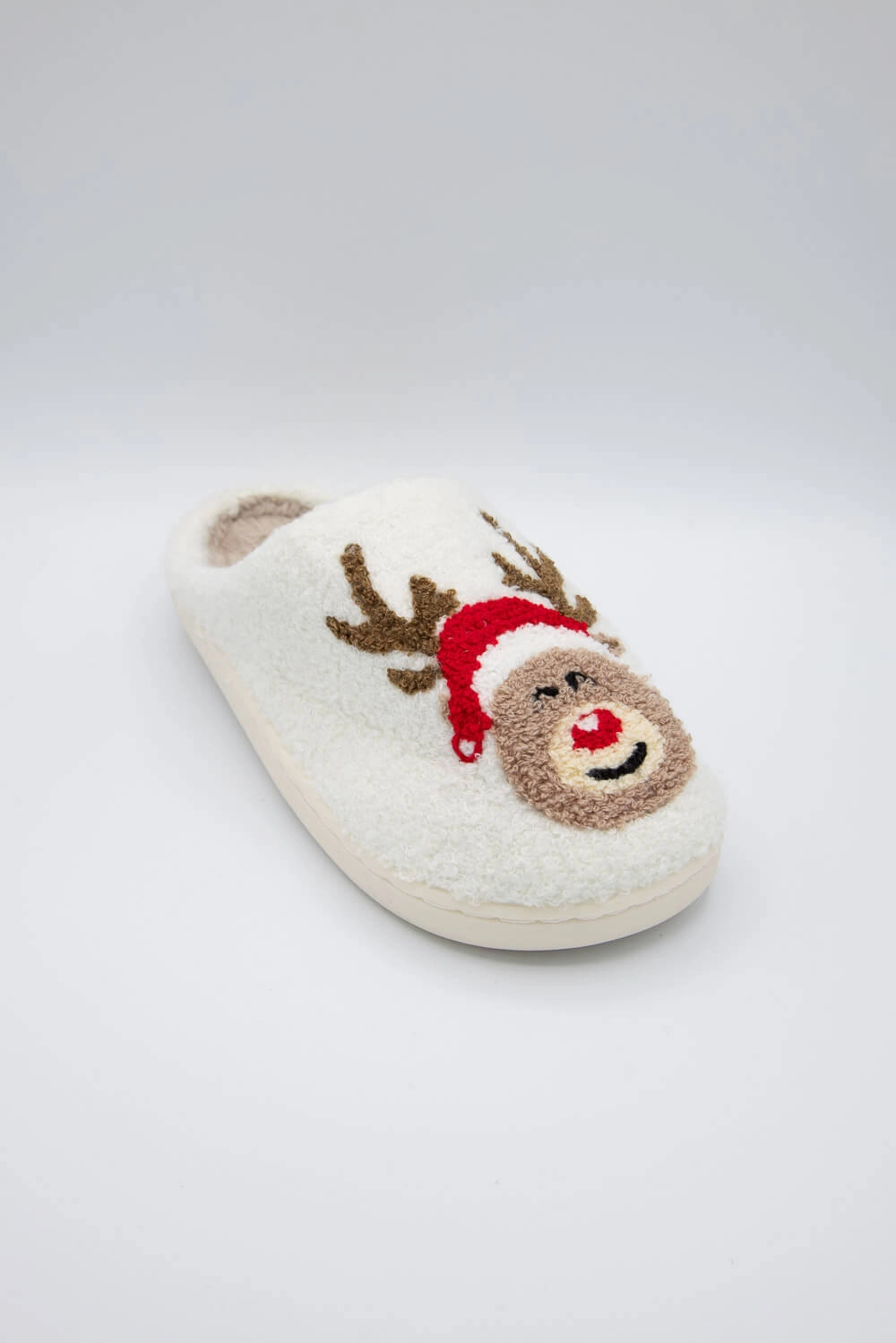 Yeezy Slides Nearby Christmas Rudolph Slippers for Women in White | KDC-SLPR-129-WHT