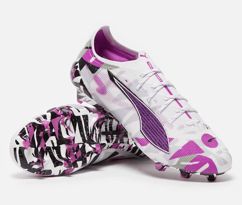 Pink Blast Soccer Cleats PUMA Ultra 5 Ultimate Forever FG Firm Ground White/Pure Magenta