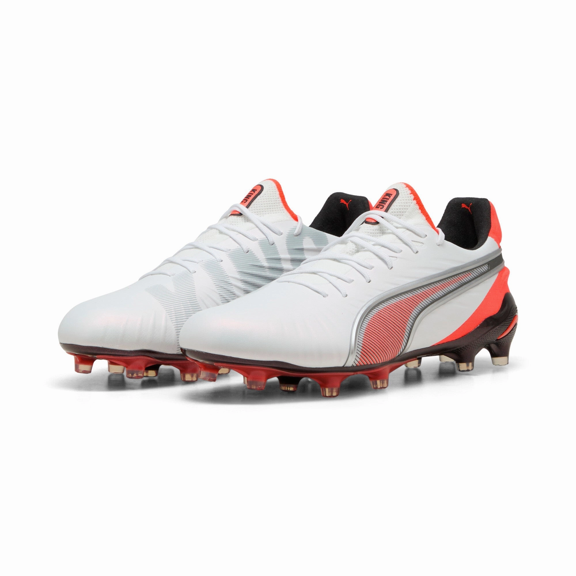 13.5 Youth Soccer Cleats PUMA King Ultimate FG/AG Firm/Multi-Ground Soccer Cleats White/Silver