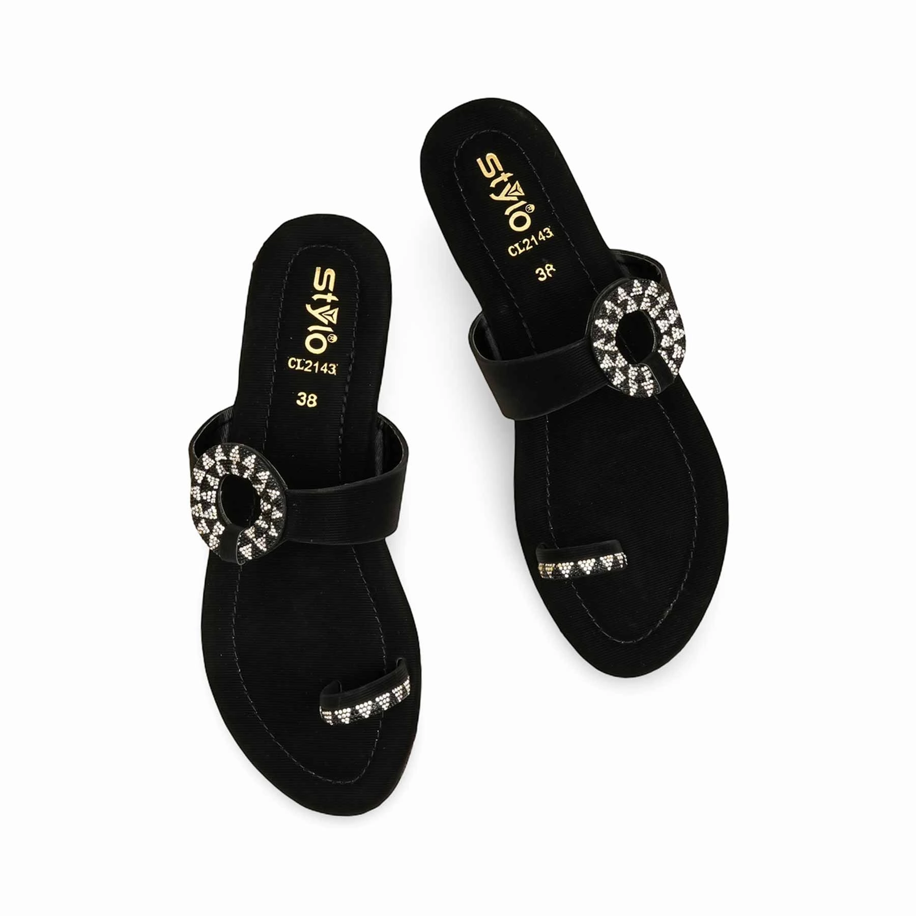 Black Casual Chappal For Women CL2143