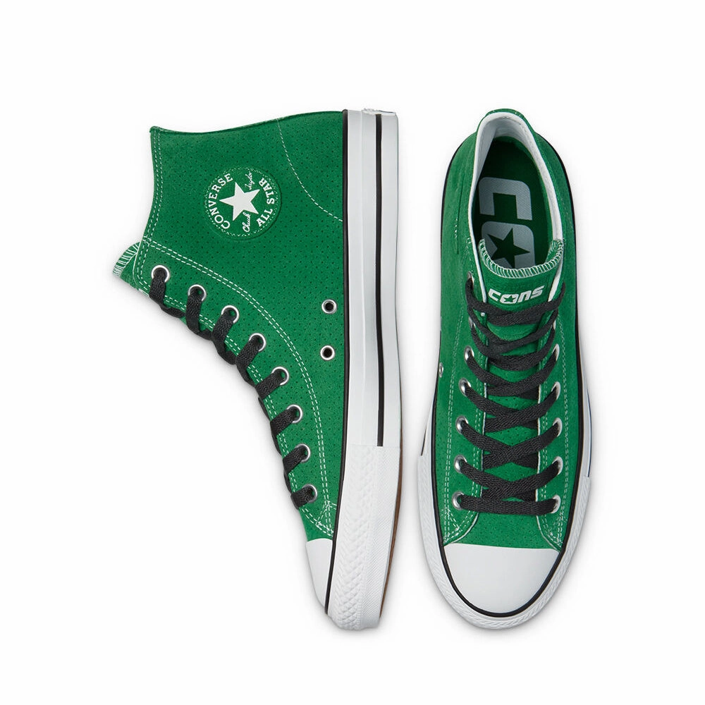 Converse Cons Perforated Suede CTAS Pro High Top Shoes - Green/Black/White Stars Casual All-match Denim Skate Shoes