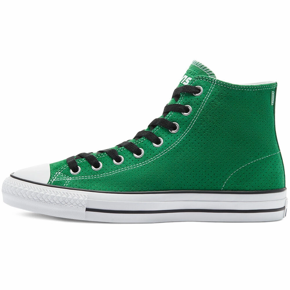Skate 3 Shoes Converse Cons Perforated Suede CTAS Pro High Top Shoes - Green/Black/White