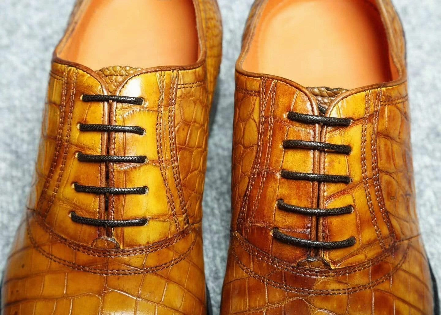 Crocodile Shoes Genuine Crocodile Belly Leather Lace-Up  Shoes  For Men High Heel Mary Janes
