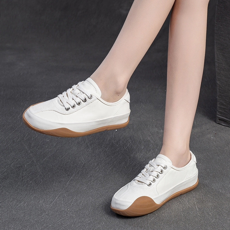 Women Fashion Color Matching Leather Casual Shoes Casual Clipless Cycling Shoes